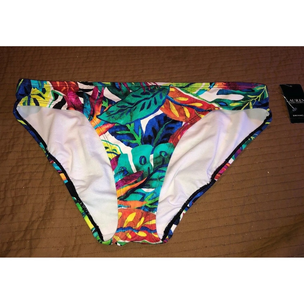 New Ralph Lauren Womens Swim Bikini Bottoms Size‎ 14 Green Blue Pink Multi